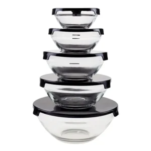 Glass Food Storage Containers with Snap Lids- 10 Piece Set by