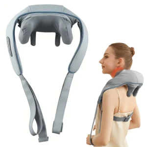 Neck Shoulder Massager, Shiatsu Heat Kneading, Hands-Free Wireless Rechargeable for Knots, Home Office Travel, Gift Mom Dad